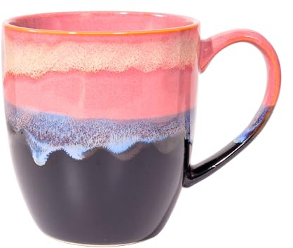500 ml einzigartige Kaffeetasse aus Keramik, handgefertigte große Teetasse mit Ofenwechselglasur für Büro und Zuhause, Kaffeetassen für Tee, heiße Schokolade und mehr (Rosa)