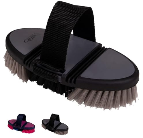NETPROSHOP Flexible Kardätsche passt Sich dem Körper an Flexible Pferdebürste, Farbe:Grau/Schwarz