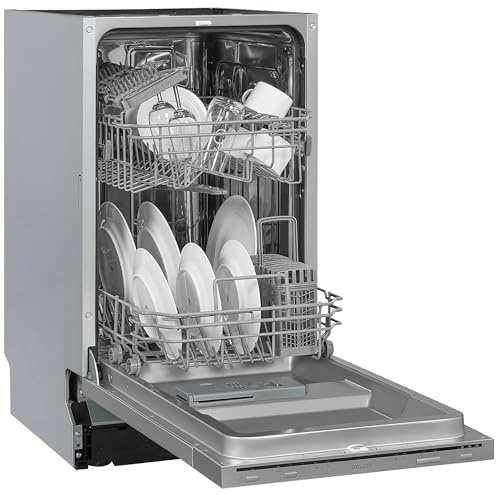 Exquisit Einbaugeschirrspüler EGSP1009-E-030E silber | Geschirrspüler vollintegriert 45 cm | 9 Maßgedecke | Spülmaschine vollintegriert 45 cm…