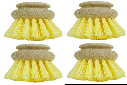 Novaliv 4X Ersatzbürste I Kunstfibre I groß I Wechselkopf Abwaschbürste Küchenbürste Mixtopf Bürste Scheuerbürste Reinigungsbürste Holzbürste Küche Dish Brush Plastikfrei Produkte Küche