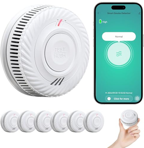 PHYSEN Smart Rauchmelder WLAN 10 Jahre Batterie, Rauchwarnmelder mit Fotoelektrischem Sensor, Brandmelder Entspricht den TÜV Rheinland & EN14604 Zertifiziert, Kompatibel mit Tuya/Smart Life APP, 6St