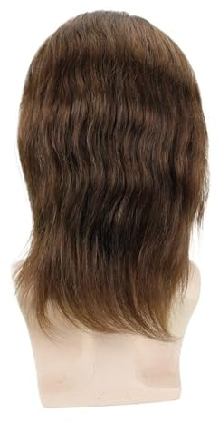 QRSTUVXZY Echthaar Toupet für Männer Französisches Lace Front Herren-Toupet, 12 Zoll langes Haarersatzsystem, Echthaarteile, Herrenperücken Herren-Toupet(Brown)