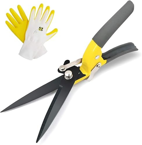 Jardineer Comfort Grasschere, Teflon Rasenschere 360° drehbarer Schneidekopf, 31cm Rasenkantenschere