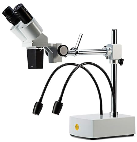 SWIFT Professionelles Stereo Mikroskop Binokular 10X 20X Vergrößerung mit Weitwinkel 10X und 20X Okularen, 2 Flexible LED-Licht, Schwenkbarem Auslegerarm, und Kamerakompatibilität S41-20