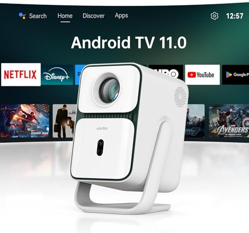 WANBO T2 Ultra 2026 Smart Beamer Google TV 14/ Netflix/Live TV, Sprachassistent, 500ANSI, KI Autofokus Keystone, 120° Drehbar, WiFi Bluetooth, Native 1080P Kurzdistanz Heimkino Mini Projektor, 32GB