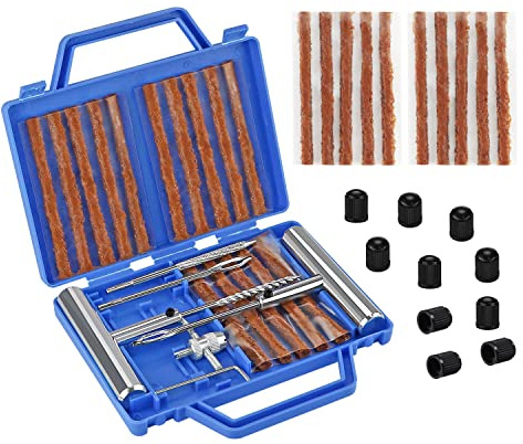 VonLux Reifen Reparatur Set Reifenreparaturset 42tlg Auto Reifen Reparaturset, Flicken Satz, Autoreifen Flickzeug Pannenset für PKW, Motorrad, LKW, ATV, Traktor usw.