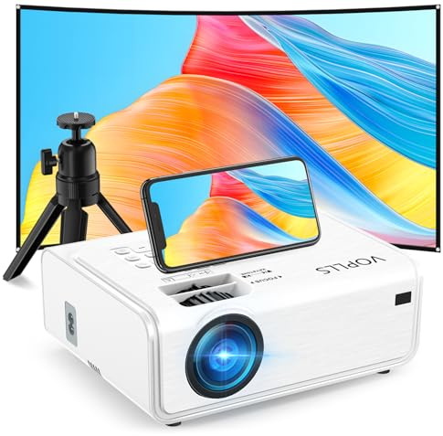 Smart Beamer【Elektrische Keystone 6D/4P】 VOPLLS Elektrische Fokus 26000 Lumen Beamer 4K Unterstützt, WiFi6 Bluetooth Full HD 1080P Video Heimkino/Outdoor Projektor für Handy/Laptop