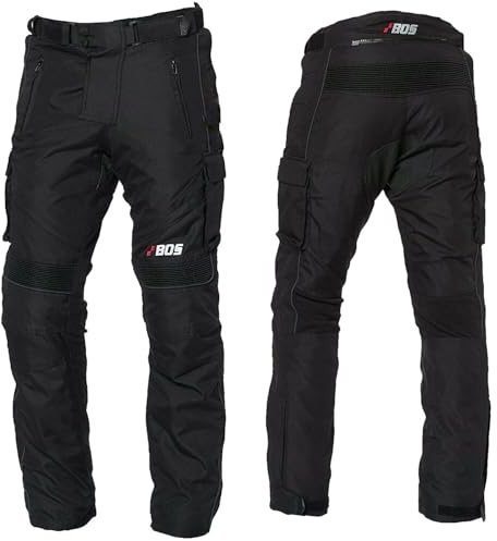 Motorrad Textil Hose Wasserdichte Textilhose Thermofutter CE Protektoren Hose Motorradhose Herren mit Protektoren Textil Cargohose Cargo (DE/NL/SE/PL, Alphanumerisch, L, Regular, Regular, BLACK)