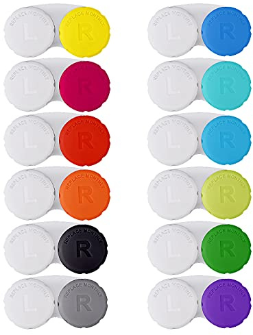 Kontaktlinsenbehälter, bunt, 12-teiliges Set, auslaufsichere Verpackung, geeignet für den Außenbereich, Mini-Kontaktlinsenbehälter mit Schraubverschluss