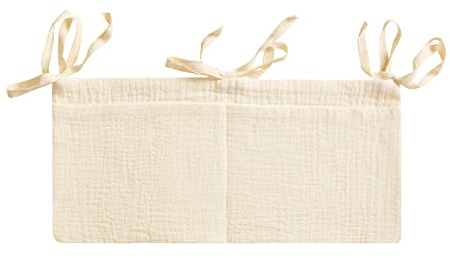 FANNAS 2-in-1 Babybett Organizer 38 x 18 cm Babybett Organizer Hängend für Kleidung Windeln Spielzeug Baby Kinderzimmer Organizer Hängen an Krippe Wickeltisch oder Wand(Beige)