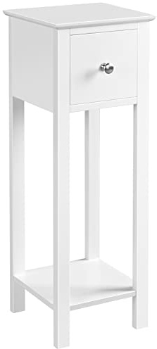 Yaheetech Nachttisch Nachtkommode mit 1 Schublade und 2 Ablagen Schlichter Nachtschrank Sofatisch Couchtisch aus Holz Beistelltisch für Wohnzimmer Schlafzimmer, 25 × 25 × 70 cm Weiß