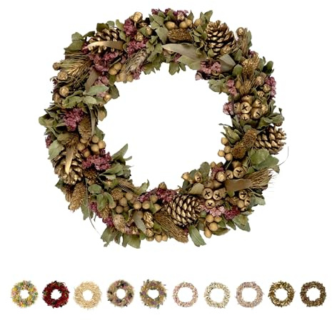 PHILARO Weihnachtskranz Holy Night Gold-Burgund Ø ca.29cm - kein Plastik I Trockenblumen Premium Qualität aus Europa - Türkranz - Tischkranz - Wandkranz - Trockenblumenkranz