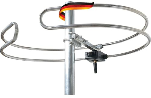 SCHWAIGER Radio Antenne, Ringdipol für analogen Radioempfang | vormontiert zur Dachmontage, Mastschelle 32-60 mm für schnelle Installation, UKW Dachantenne 87,5-108 MHz