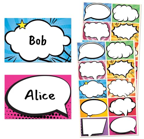 Superheld Comic Namensschilder Aufkleber Etiketten- 75 x 50 mm, 250 Stück