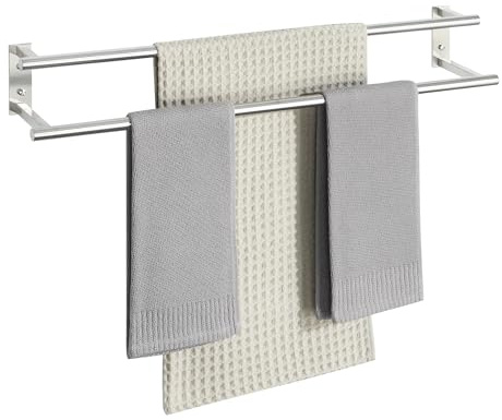 Mooche 80CM Handtuchhalter Wand, Doppelter Gästehandtuchhalter,SUS304 Handtuchhalter Edelstahl Gebürstet, Handtuchständer Küche für Bad und Schlafzimmer
