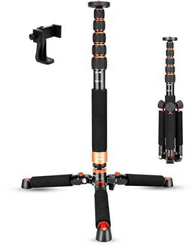 Koolehaoda Kamera Aluminium Einbeinstativ mit Metallstativfuß.6 Abschnitte 46-177 cm Einstellbar, bis zu 6 kg