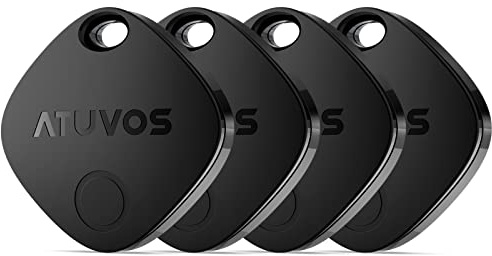 ATUVOS Air Tag Schlüsselfinder 4er Pack, Smart Tracker KeyFinder Kompatibel mit Apple Wo ist? APP (iOS NUR,Android Nicht unterstützt) Bluetooth Key Finder für Gepäck/Koffer/Taschen,Austauschbarer Akku
