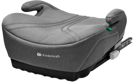 Kinderkraft I-BOOST 2 PRO, Sitz für Kinder von 125-150cm und im Alter von 6-12 Jahren, Isofix-Montage, sehr leicht (2,36 kg), ergonomische Armlehnen, abziehbarer Bezug, Grau