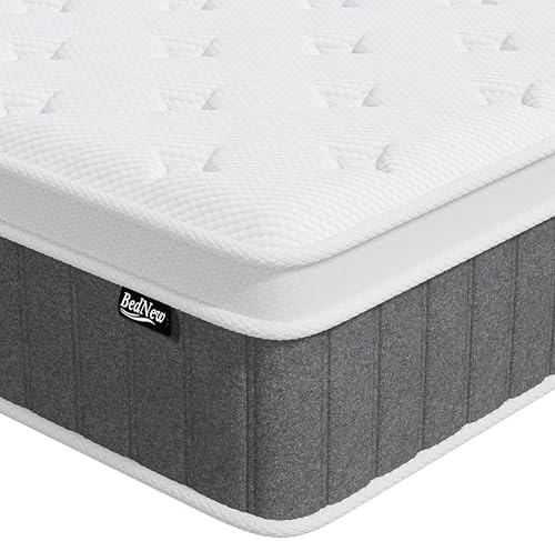 Bednew Matratze 180 x 200cm, 26cm Federkernmatratze H3 Höhe 7-Zonen Orthopädische Taschenfederkernmatratze mit Comfort Memory-Schaum Schicht,101Nächte Probeschlafen,Öko-Tex Zertifiziert,