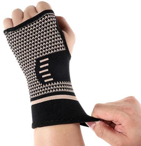 Qianyu 2 Stück Handgelenk Bandage Handgelenkschoner Kompressive Handgelenkschiene Kupfer Handgelenkbandage Handgelenkstütze Sportbandagen für Männer Frauen Sport Fitness Krafttraining Bodybuilding