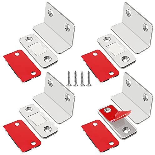 Jiayi Magnetschnäpper Magnete für Schranktüren 4 Stück Ultra Dünn L-Shaped Türmagnete Selbstklebend für Möbel Schrankmagnete Stark Magnetverschluss Schrank Schubladen Magnet Türschließer Möbelmagnete