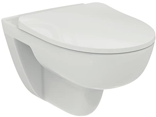 Ideal Standard T541701 WC-Paket Ideal Standard i.life A, Wandtiefspül-WC ohne Spürand (RimLS+) inkl. WC-Sitz Softclose (Absenkautomatik) Weiß