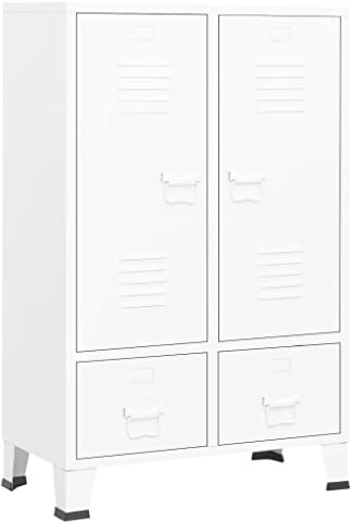 vidaXL Industrieller Kleiderschrank, Kleiderschrank, Schlafzimmer, Haus, Weiß, 67 x 35 x 107 cm, Stahl