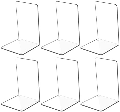 Kioneer 3 Paar groß Buchstütze Buchstützen aus Acryl | Buchstütze, Buchstützen Klar, Acryl Buchstütze, Buchstützen aus Acryl, für Haushalt, Büro,