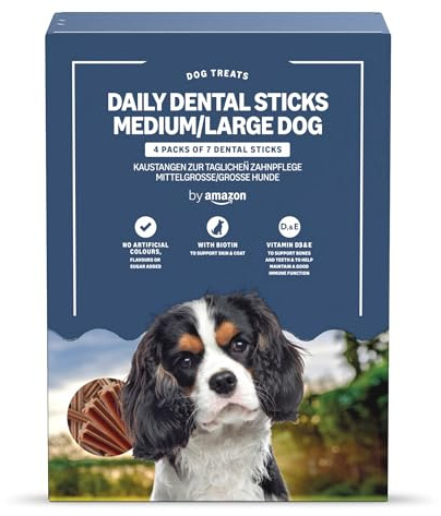 by Amazon - Kaustangen zur Täglichen Zahnpflege - Mittelgroße/Große Hunde, 4x270g (1.08kg)