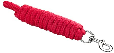 Führstrick mit Panik und klassischem Haken (Karabiner) für Pferd Start Economic Nylonseil 2m Lange, Führleine, Anbindeseil Pony, Esel, Ziege (Rot, Karabinerhaken)