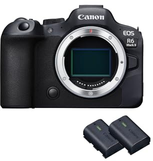 Canon EOS R6 II Vollformat Systemkamera, 24.2MP, 4K + 2X Batterien | Für Hochzeits- und Eventfotografie; 24,2MP Vollformat-CMOS-Sensor, Dual Pixel CMOS AF II mit Tierverfolgung, 4K-Videoaufnahme