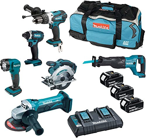 Amazon Exklusiv: Makita DLX6104TX2 18V Li-Ion LXT 6-teiliges Kombi-Kit komplett mit 3 x 5,0 Ah Akkus und Ladegerät mit zwei Anschlüssen, Lieferung in einer LXT Werkzeugtasche