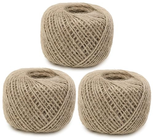 KATLKIU 3 x 80 m natürliche Jute-Schnur, insgesamt 240 Meter, Dicke 2 mm, Hanfschnur für Verpackungen, Floristik, Küche, Weihnachten und Dekoration