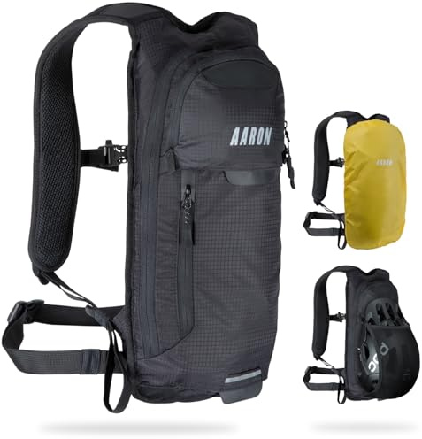 AARON Fahrradrucksack und Skirucksack klein 8L, MTB Rucksack, Wasserdicht mit Regenschutz, Wanderrucksack klein für Damen & Herren