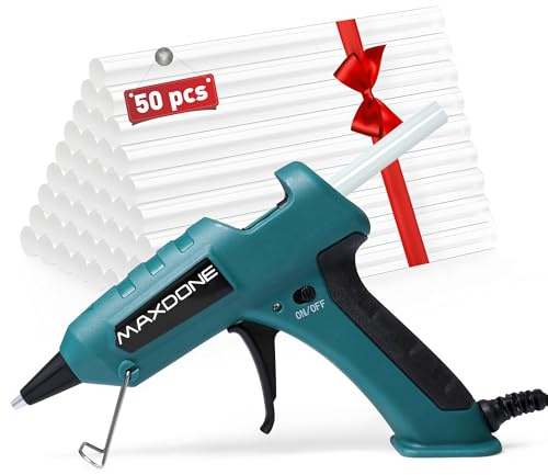 MAXDONE Feuerfest Heißklebepistole 60W mit 50 Heißklebesticks | 7mm Klebesticks Klebepistole Heissklebepistole für DIY Kleine Handwerk schnelle Reparaturen in Haus & Büro