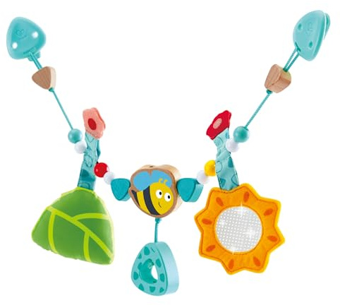 Hape E0021 - KinderwagenketteHummelchen, einfache Befestigung, mit Glocke, ab Geburt Türkis, Orange, Grün