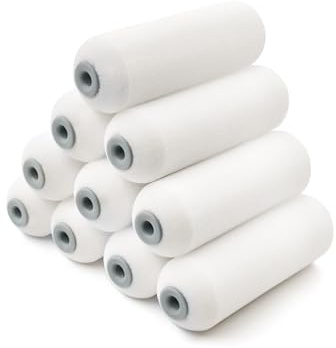 ROLLINGDOG Mini Schaumstoff Farbrollerbezug - 10 Stück 100 mm mit Hochglanzbeschichtungen auf glatten Oberflächen