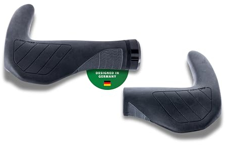 CONTEC Fahrrad-Griffe Merge Trekking Bar, Ergonomisch, stoßdämpfend, Gummi, Schwarz, 96/140 mm, Lenker, Radfahren, Trekking, MTB, schwarz, Paar