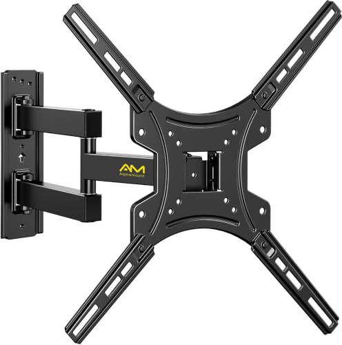 Alphamount TV Wandhalterung, Schwenkbare Neigbare TV Halterung für 26-60 Zoll LED LCD Flach & Curved Fernseher oder Monitor bis zu 35KG, Max VESA 400x400mm