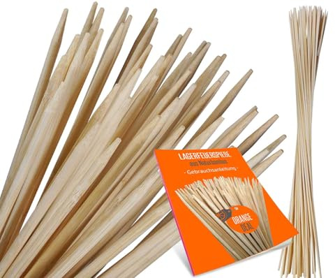 50 Marshmallow Spieße Stockbrot Stäbe Lagerfeuer Stöcke Grillspieße 90 cm - Ø 6mm aus Natur Bambus Holz für Kinder inkl. Ratgeber