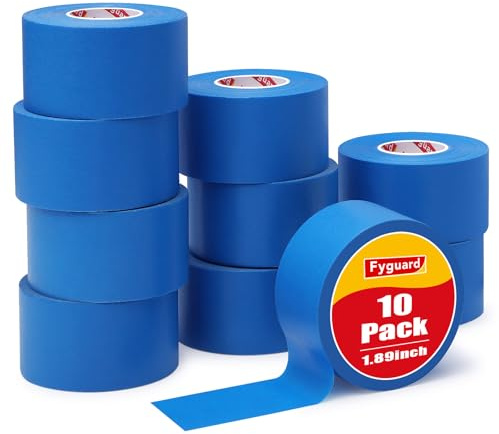 Fyguard Malerkrepp Blau, 10 Rollen, 48 Mm X 50 M, Washi Papier | 14 Tage Rückstandsfrei Ablösbar, 80–100 °C Hitzebeständig, Beschreibbar, Für Wände, Glas, Holz, Metall