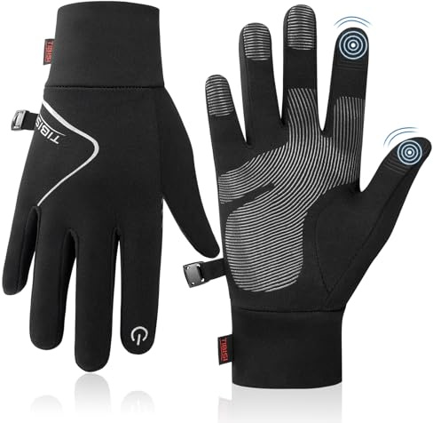 TANSTC Geschenk Handschuhe Kinder Winter, Touchscreen Winterhandschuhe Torwarthandschuhe Fahrradhandschuhe Fäustlinge für Jungen Mädchen Winddicht Skihandschuhe Schwarz 4-6 Jahre