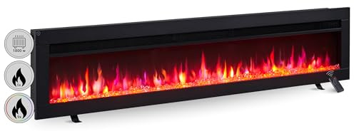 BALDERIA Agnes 60 - Elektrokamin mit 3D LED Flammeneffekt, Einbau Kamin, Wandkamin