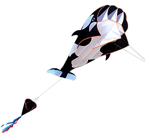 Lixada 3D Kinder Erwachsene Drachen Riesiger rahmenloser weicher Parafoil-Riesenwal-Drachen,einleiner flugdrachen Bester Groß Beach Drachen,120 * 215cm,mit Aufbewahrungstasche