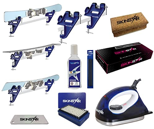 SkinStar Skiwachs Set 8-teilig Skispanner Skiwax Ski Snowboard blau | 8 Teile, Belagsreparatur, Wachs, für den Service zu Hause