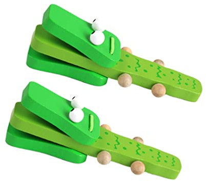 Toyvian Krokodil Kastagnetten Aus Holz 2 Stück Baby Musikspielzeug Handklatscher Für Rhythmusgefühl Pädagogisches Spielzeug Für Kinder Tragbar Für Zuhause