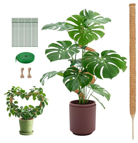 SZMDLX 160cm Schwerer Kokos-Moosstab, Rankhilfe für Monstera & Philodendron | Biegbare Kokos-Rankhilfe, 15cm Einstecktiefe, atmungsaktiv, schimmelresistent, 7mm Flex-Alu-Kern, pH-neutral