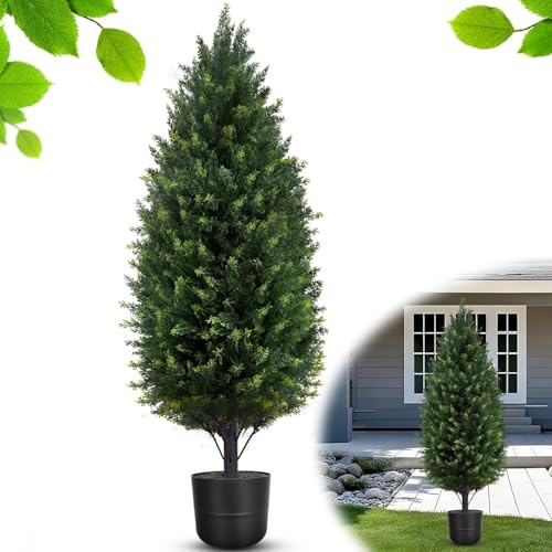Hohe künstliche Zedernholz Topiare, Blumentopf Kunstbaum, außen, innen, künstliche Sträucher, realistische künstliche Sträucher, Zypresse, für Veranda, Haus, Eingangstür, Büro