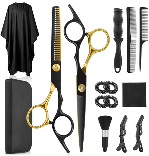 Lictin 6,7Haarschere Friseurschere Set,15-teilig Profi Haarschneideschere | 440C Edelstahl Barber Set für Damen Herren Kinder Familie Friseursalon