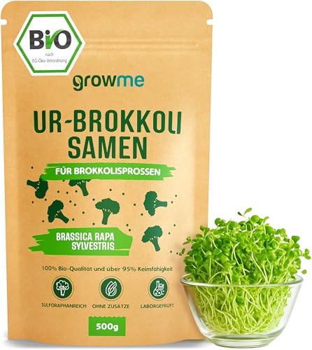 BIO Brokkoli-Sprossen Samen [500g] - Brokkoli-Samen mit über 95% Keimfähigkeit und einmalig hohem Sulforaphan-Gehalt - Microgreens zum Keimen - 100% laborgeprüfte BIO-Qualität